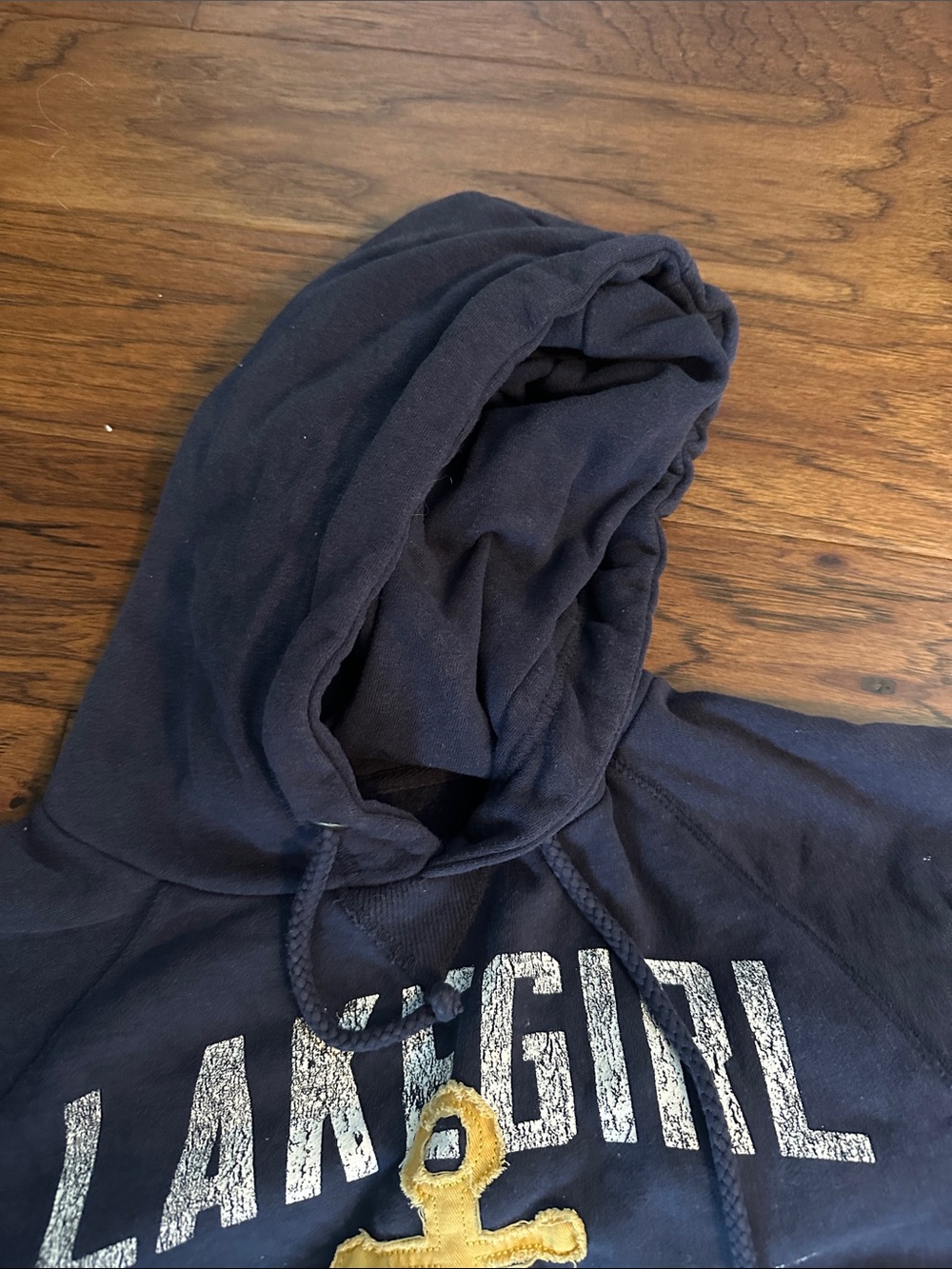 Lake Girl Hoodie with Distressed Yellow Anchor Graphic - Picture 4 of 8